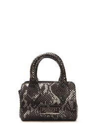 Pompei Donatella Python Printed Logo-plaque Leather Handbag - Black