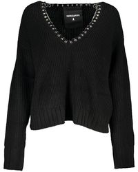 Patrizia Pepe - Elegant Long Sleeved V-Neck Sweater With Chic Details - Lyst