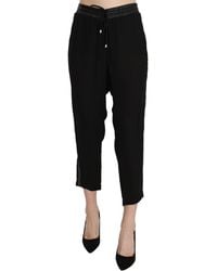 Guess Black Polyester High Waist Cropped Trousers Trousers