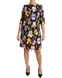 Dolce & Gabbana - Cotton Silk Floral Shift Dress - Lyst