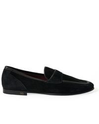 Dolce & Gabbana - Black Velvet Slip On Loafers Dress Shoes - Lyst