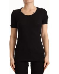Dolce & Gabbana - Black Cotton Round Neck Short Sleeves T-shirt Top - Lyst