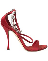 Dolce & Gabbana - Keira Satin Crystals Sandals Heels Shoes - Lyst
