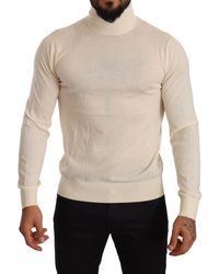 Dolce & Gabbana Cream Cashmere Turtleneck Pullover Sweater - Natural