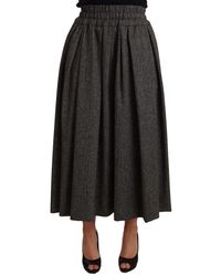 Dolce & Gabbana - Elegant A-Line Midi Wool Skirt - Lyst
