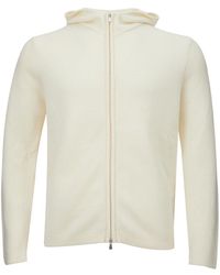 Gran Sasso - White Wool Hooded Cardigan With Zip - Lyst