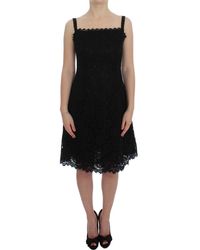 Dolce & Gabbana - Dolce Gabbana Black Floral Lace Shift Knee Length Dress - Lyst