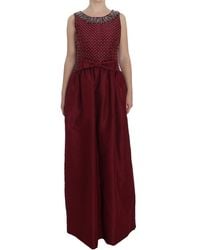 Dolce & Gabbana Crystal Ball Gown Full Dress Bordeaux Noc10134 - Red