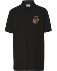 Burberry - Elegant Cotton Polo Shirt With Chest Patch - Lyst