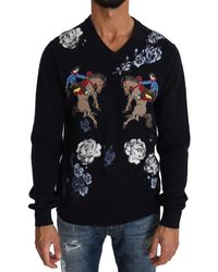 Dolce & Gabbana Sweater in Purple for Men Mens Clothing Sweaters and knitwear V-neck jumpers 