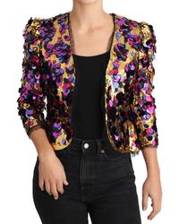 Dolce & Gabbana Multicolor Sequined Blazer Jacket - Metallic