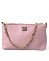 Dolce & Gabbana - Elegant Leather Pouch Clutch With Floral Embroidery - Lyst
