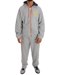 Mens Clothing Activewear gym and workout clothes Tracksuits and sweat suits Billionaire Italian Couture Cotton Hooded Sweater Pants Tracksuit Set in Grey for Men 