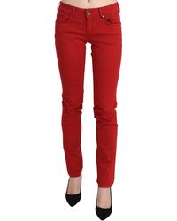 Plein Sud Red Cotton Stretch Low Waist Skinny Trouser Jeans - Black
