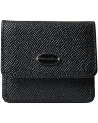 Dolce & Gabbana - Black Textured Leather Bifold Logo Coin Purse Wallet - Lyst