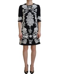 Dolce & Gabbana - Floral Embroidered Jacquard Dress - Lyst