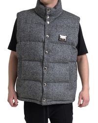 Dolce & Gabbana - Gray Wool Chevron Knit Padded Vest Jacket - Lyst