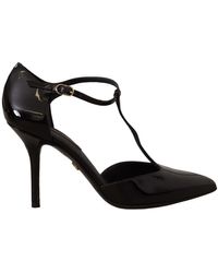 Dolce & Gabbana - Patent Leather T-strap Heels Sandals Shoes - Lyst