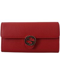 Gucci Icon Leather Wallet One Size - Red