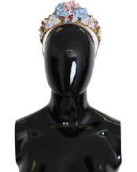 Dolce & Gabbana Gold Crystal Hortensia Butterfly Crown Tiara Diadem - Black