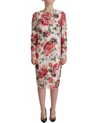 Dolce & Gabbana - Floral-print Corded Lace Midi Dress - Lyst