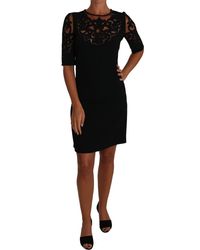 Dolce & Gabbana - Black Floral Cut Out Pattern Cocl Dress - Lyst