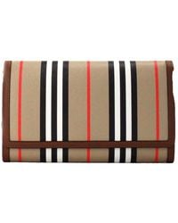 Burberry - Hannah Icon Stripe Archive Tan E-Canvas Leather Wallet Crossbody Bag - Lyst