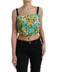 Dolce & Gabbana - Multicolor Floral Sleeveless Cropped Top - Lyst