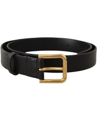 Dolce & Gabbana - Black Calf Leather Gold Metal Logo Buckle Brown - Lyst