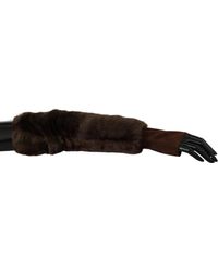 Dolce & Gabbana - Elbow Length Finger Less Fur Gloves Brown Lb1006 - Lyst
