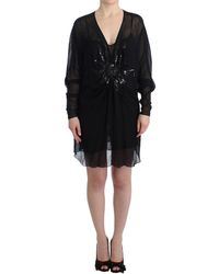 Cavalli Long Sleeve Silk Dress - Black