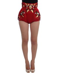 Dolce & Gabbana - Silk Crystal Roses Shorts - Lyst