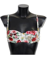 Dolce & Gabbana - Dolce Gabbana White Floral Print Swimsuit Beachwear Bikini Tops - Lyst