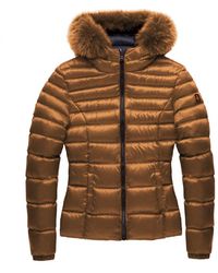 Refrigiwear - Elegant Padded Down Jacket With Fur Hood - Lyst