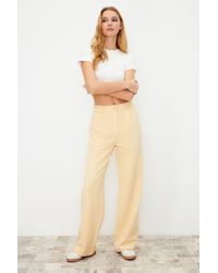 Trendyol - Helle, gewebte hose mit hoher taille und weitem bein/plissee mit weitem bein - Lyst