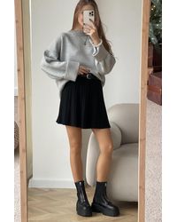 Madmext - Grauer Oversize-Strickpullover Mit Rundhalsausschnitt Für Damen - Lyst