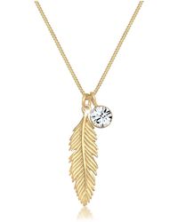 Elli Jewelry - Halskette feder boho kristall 925 sterling silber - Lyst