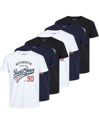 Jack & Jones - Jack&jones t-shirt, 6er pack jjethan tee crew neck, vintage logo, baumwolle - Lyst