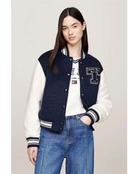 Tommy Hilfiger - Bomberjacke mit Streifen-Detail, aufgesticktem Logo - Lyst