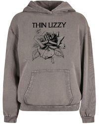 Merchcode - Ladies thin lizzy rose logo acid washed oversized hoody - Lyst