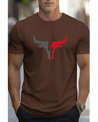 uyguntarz - Übergroßes T-Shirt Mit Bullensilhouette-Aufdruck Für Herren - Lyst