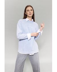 Defacto - Sweatshirt-tunika mit rundhalsausschnitt und slogan-print in normaler passform - Lyst