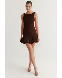 Trendyol - Brauner Ballonrock Mit Detailliertem Innenfutter, Kurzes Abendkleid, Nachtabendkleid Für Damen - Lyst