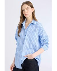 Defacto - Valentinstag-Oversize-Langarmshirt Aus Popeline Mit Breiter Passform Und Streifen E2205Ax25Sp Für Damen - Lyst