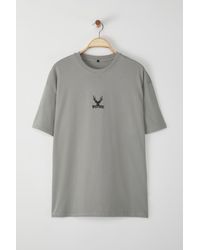 Trendyol - Graues Oversize-T-Shirt Mit Hirsch-Stickerei – 100 Ok, Für Herren - Lyst