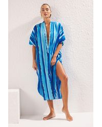 Trendyol - Mehrfarbiges, Abstraktes, Normales Maxi-Kleid Aus 100 Baumwolle Für Damen - Lyst
