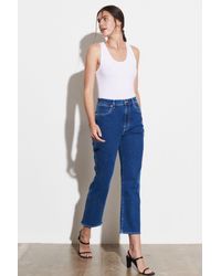 Wrangler - Wild West Fit Jeans Mit Hoher Taille Und Geradem Bein Blaue Baumwolle, Dehnbare Jeans, Denim-Jeans Für Damen - Lyst