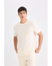 Defacto - 100 Baumwolle Neues Basic-T-Shirt Mit Rundhalsausschnitt Und Normaler Passform, Einfarbig, Kurzärmelig V7699Az25Sp Für Herren - Lyst