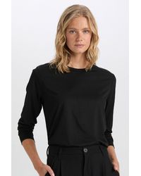 Defacto - Regular Fit Crew Neck Basic Plain Casual Long Sleeve T-Shirt A5028Ax24Wn Für Damen - Lyst