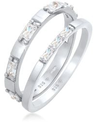 Elli Jewelry - Ring Bandring Duo Baguetteschliff Funkelnd Mit Zirkonia Kristallen - Lyst